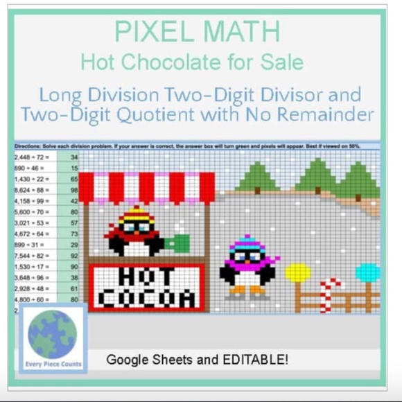 FREE KIDS MATH ACTIVITY -Digital Pixel Art Math Activity On My TPT Store - Picture 6 of 11